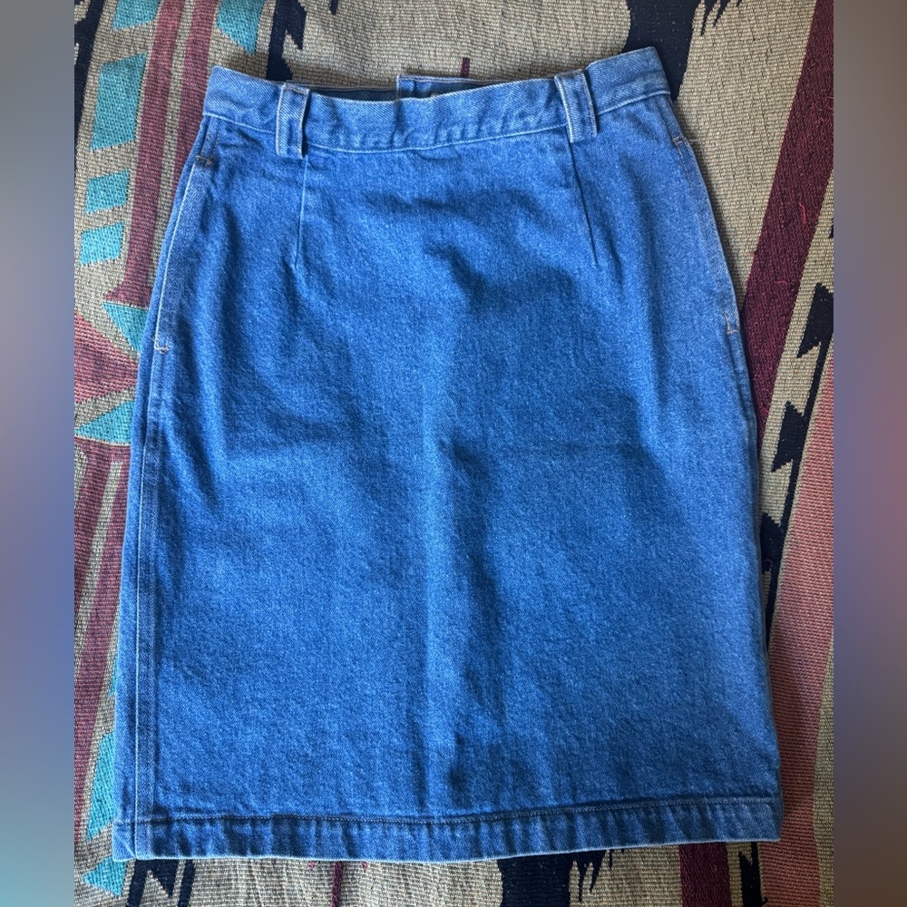 Vintage Calvin Klein Blue Denim skirt with Branded Button
